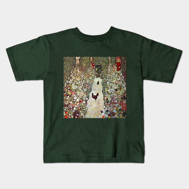 Garden Path with Chickens by Gustav Klimt Kids T-Shirt by MasterpieceCafe